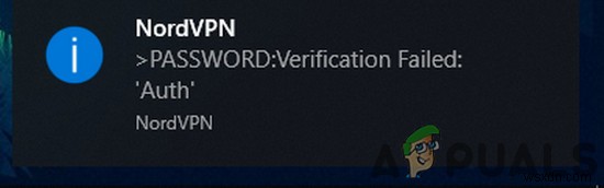 Khắc phục:Xác minh mật khẩu NordVPN  Auth  không thành công 