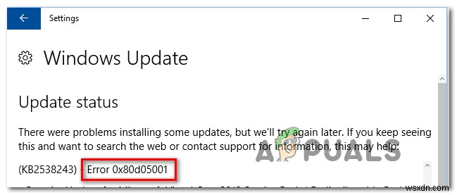 Cách khắc phục lỗi Windows Update Store 0x80D05001 