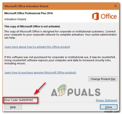 [Khắc phục] Lỗi kích hoạt Microsoft Office 0X4004F00C 