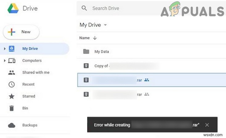 Khắc phục:Lỗi Google Drive khi tạo bản sao 