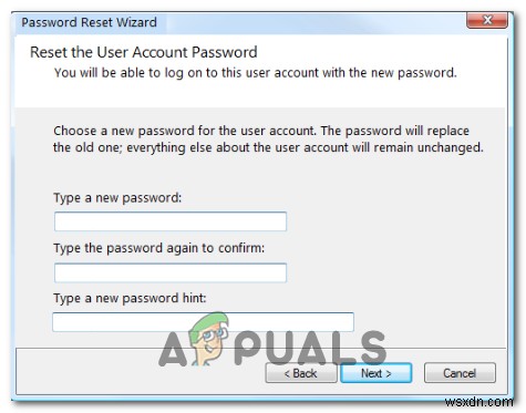 [FIX] Đã xảy ra lỗi khi trình hướng dẫn đang cố gắng đặt mật khẩu cho tài khoản người dùng này 