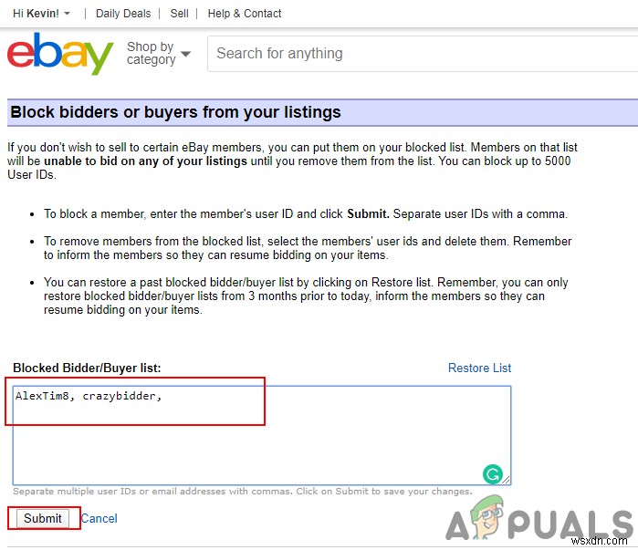 Làm thế nào để Chặn Người mua và Người đặt giá thầu trên eBay? 
