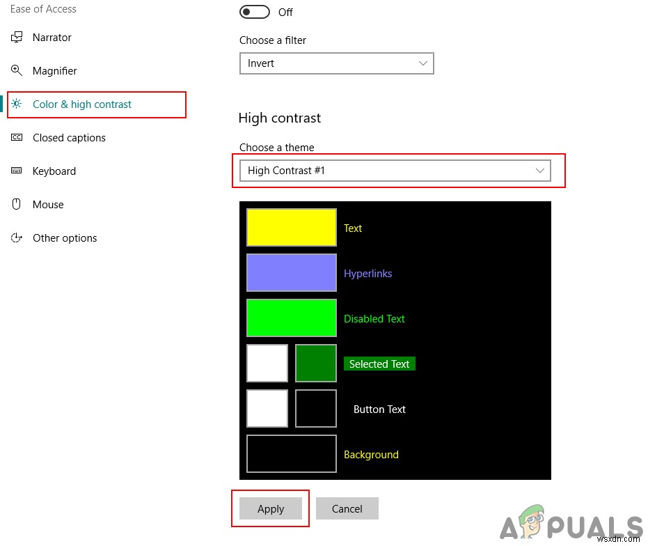 Đảo màu trên Windows 10 bằng ứng dụng Bộ lọc màu và phóng đại 