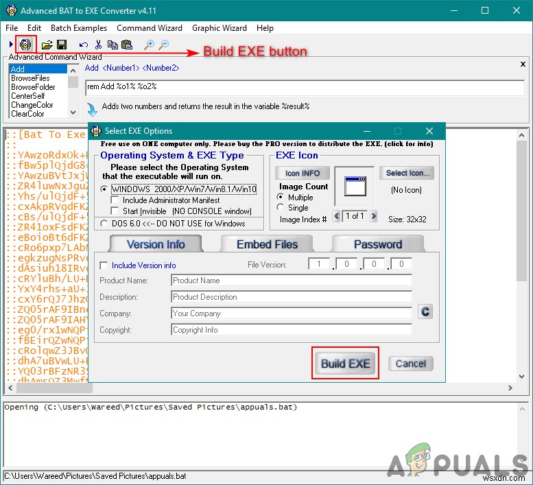 Chuyển đổi hàng loạt tệp .BAT thành tệp thực thi .EXE 