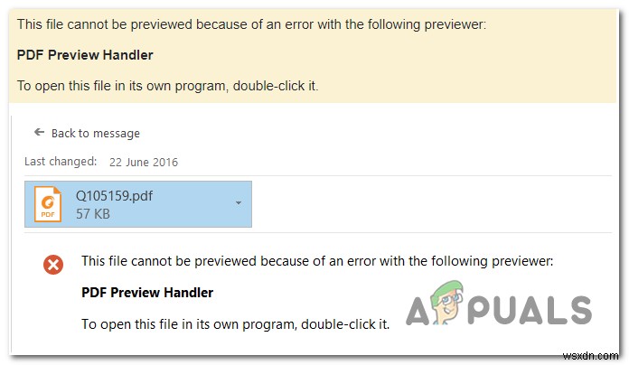 Khắc phục:‘Không thể xem trước tệp này’ Trình xử lý xem trước PDF 