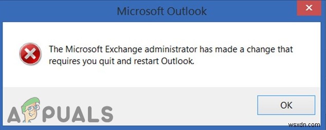 Khắc phục:Quản trị viên Exchange đã thực hiện một thay đổi yêu cầu bạn thoát và khởi động lại Outlook 