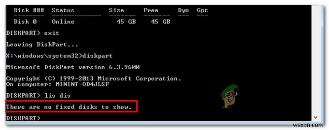 Lỗi DiskPart  Không có đĩa cố định nào để hiển thị  