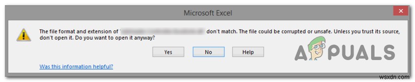 Đã sửa lỗi  Định dạng tệp và phần mở rộng không khớp  trong Excel 