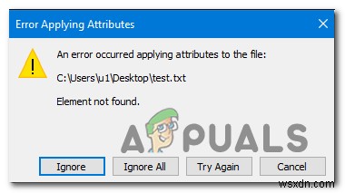 Sửa lỗi  Đã xảy ra khi áp dụng thuộc tính vào tệp  trên Windows 