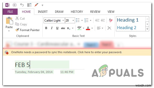 Sửa lỗi  OneNote Cần mật khẩu để đồng bộ hóa Notebook này  