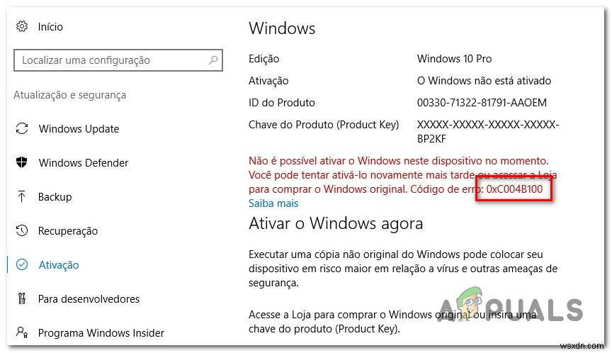 Giải quyết lỗi kích hoạt Windows 0xC004B100 