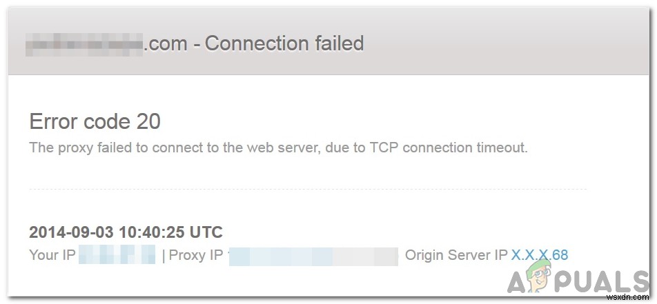 Cách khắc phục  Mã lỗi 20:Proxy không kết nối được với WebServer, do kết nối TCP hết thời gian chờ  khi kết nối với proxy? 