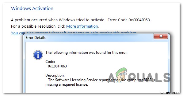 Làm thế nào để sửa lỗi kích hoạt Windows 0xc004f063? 