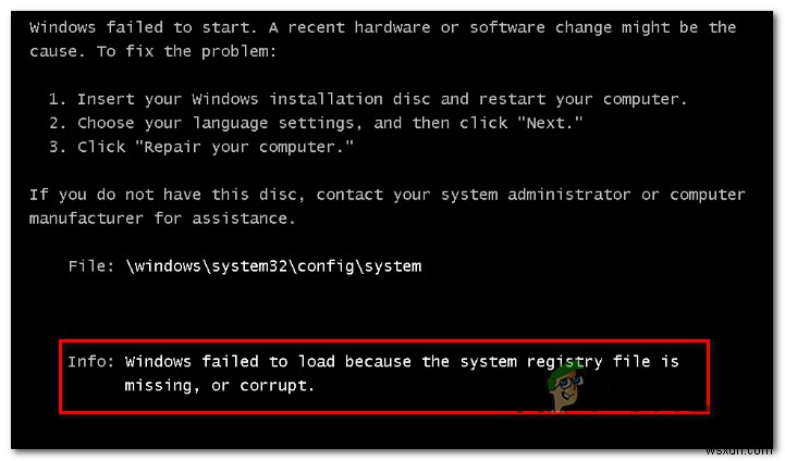 Làm thế nào để khắc phục lỗi khởi động  System Registry File is Missing  trên Windows? 