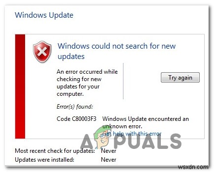 Làm thế nào để sửa lỗi Windows Update Lỗi C80003F3? 