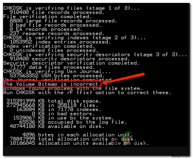 Cách khắc phục lỗi CHKDSK ‘Khối lượng bitmap không chính xác’? 