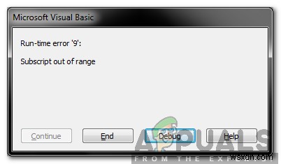Làm thế nào để khắc phục lỗi  chỉ số nằm ngoài phạm vi  trong Visual Basic cho ứng dụng? 