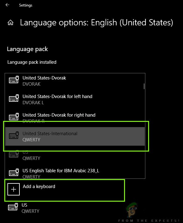 Cách tải bàn phím quốc tế trong Windows 10 
