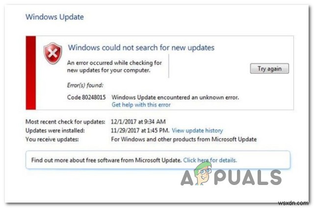 Cách sửa lỗi cập nhật Windows 80248015 