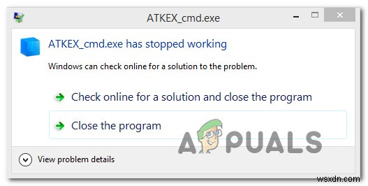 Cách khắc phục ATKEX_cmd.exe đã ngừng hoạt động 