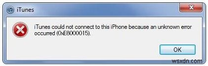 Cách sửa lỗi iTunes 0xe8000015 