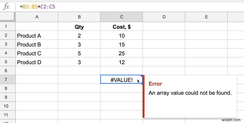 Cách khắc phục lỗi  Không tìm thấy giá trị mảng  trên Excel 