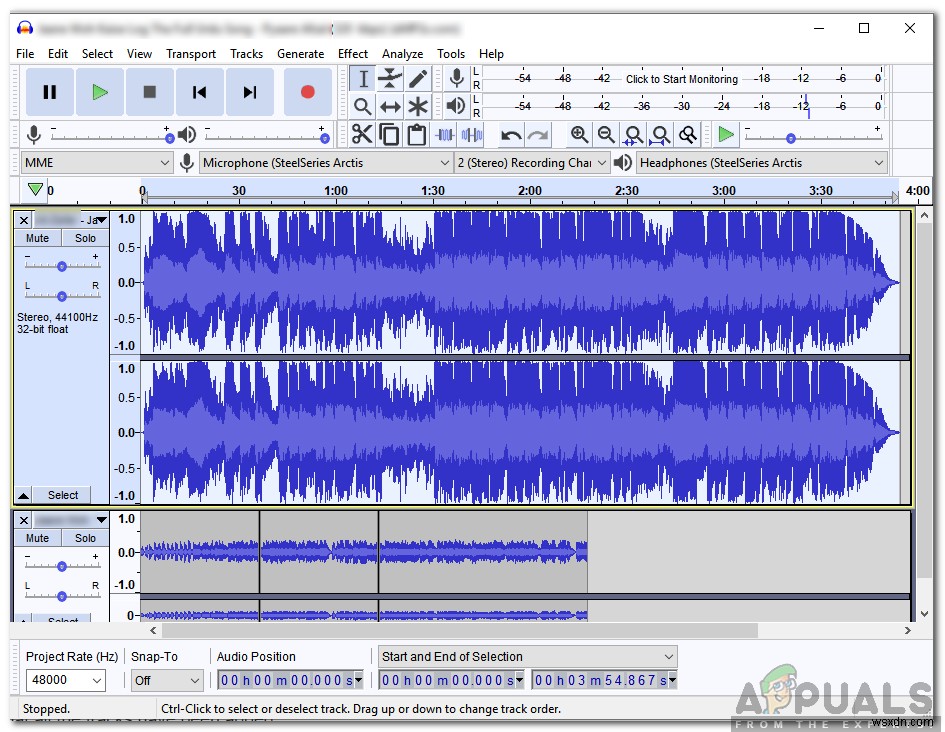 Cách di chuyển một bản nhạc trong Audacity 