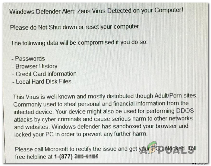Khắc phục:Cảnh báo của Bộ bảo vệ Windows:Đã phát hiện thấy Virus Zeus trên máy tính của bạn 