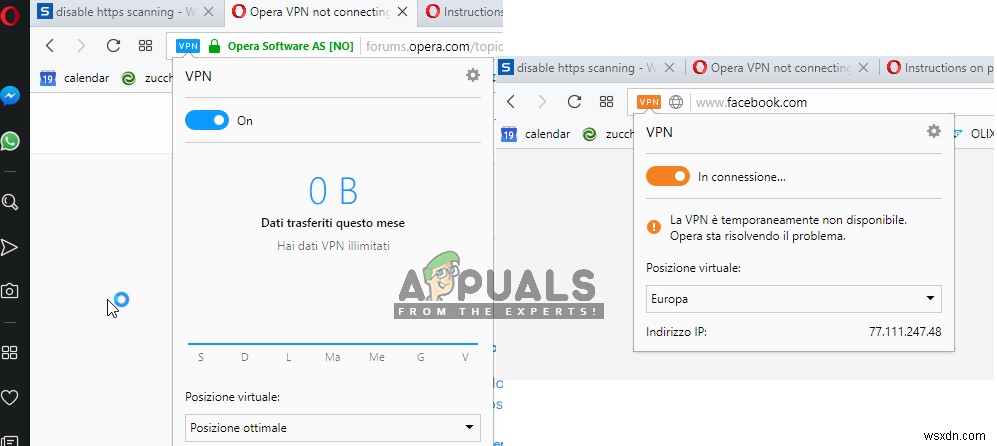 Khắc phục:Opera VPN không hoạt động 