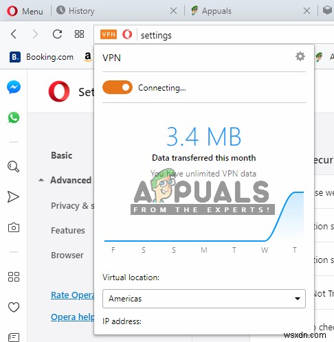 Khắc phục:Opera VPN không hoạt động 