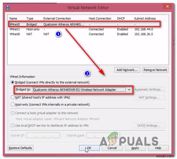 Khắc phục:Mạng cầu nối VMware không hoạt động 