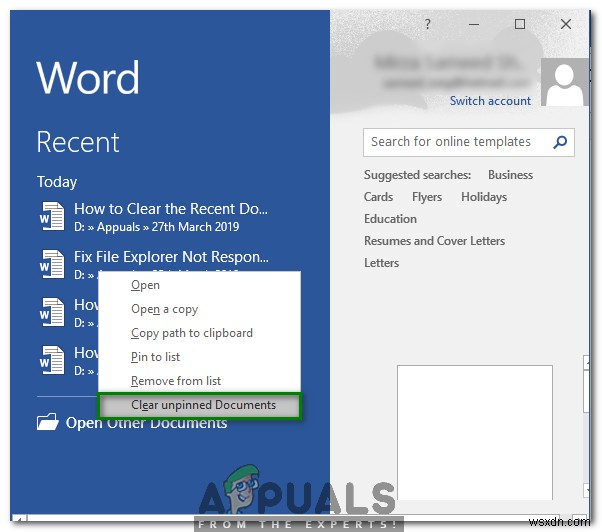 Cách xóa hoặc tắt danh sách tài liệu gần đây trong Microsoft Word 