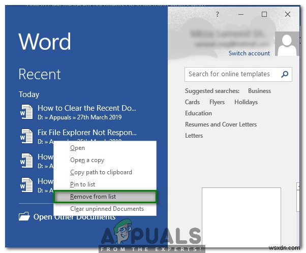 Cách xóa hoặc tắt danh sách tài liệu gần đây trong Microsoft Word 