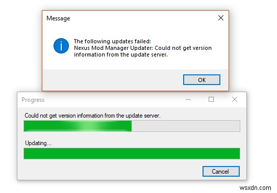 Khắc phục:Nexus Mod Manager không thể lấy thông tin phiên bản từ máy chủ cập nhật 