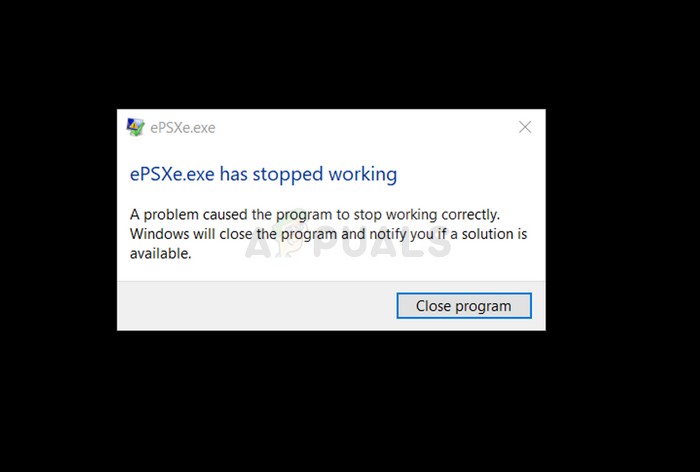 Khắc phục:ePSXe đã ngừng hoạt động 