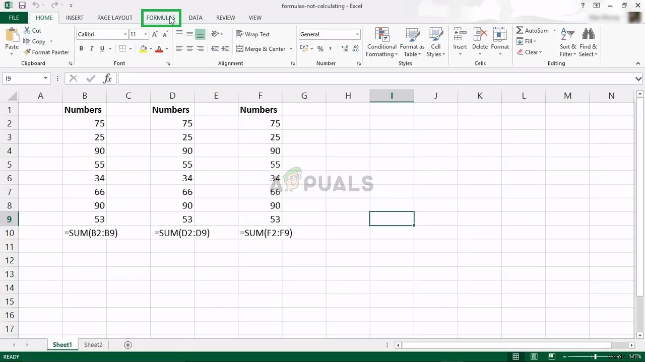 Khắc phục:Công thức Excel không cập nhật 