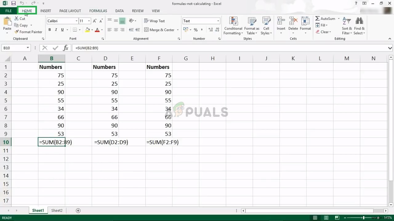 Khắc phục:Công thức Excel không cập nhật 