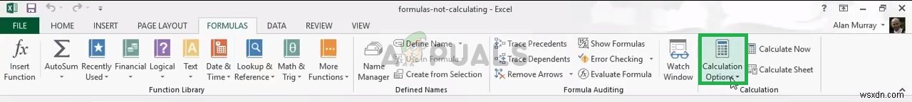 Khắc phục:Công thức Excel không cập nhật 