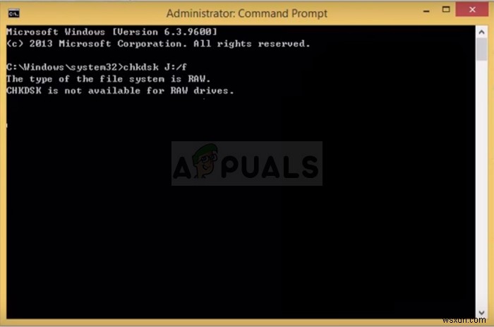 Khắc phục:CHKDSK không khả dụng cho Ổ đĩa RAW 