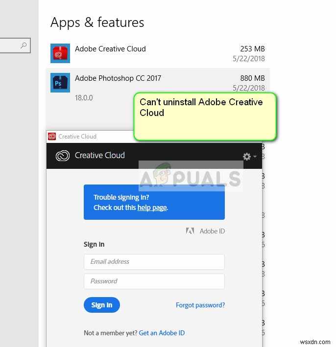 Khắc phục:Không thể gỡ cài đặt Adobe Creative Cloud 