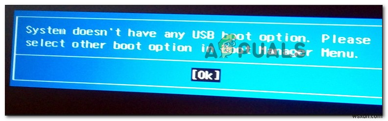 Khắc phục:Hệ thống không có bất kỳ tùy chọn khởi động USB nào 