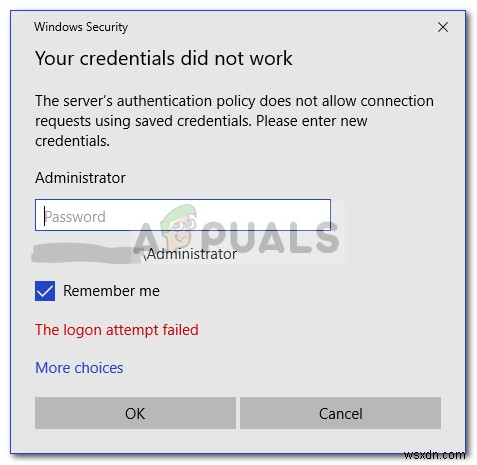 Khắc phục:Thông tin đăng nhập của bạn không hoạt động trong Máy tính từ xa 