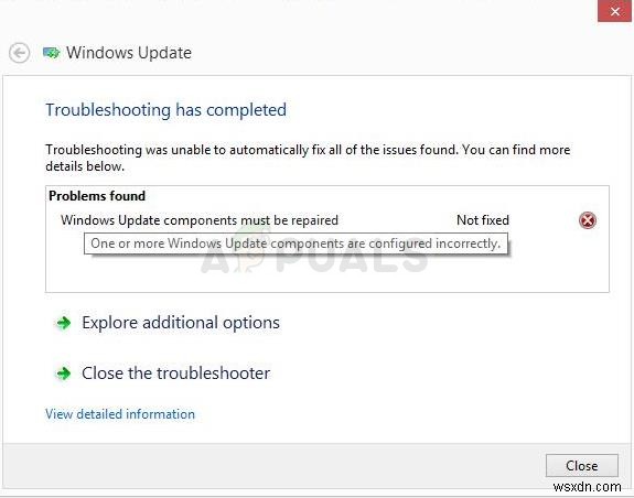 Khắc phục:Các thành phần Windows Update phải được sửa chữa 
