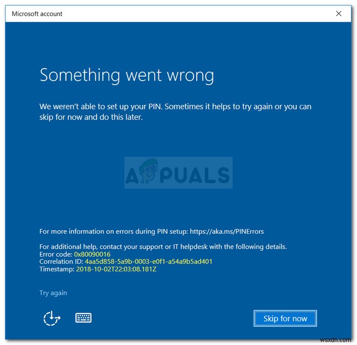 Khắc phục:Lỗi gì đó sai 0x80090016 trên Windows 10 