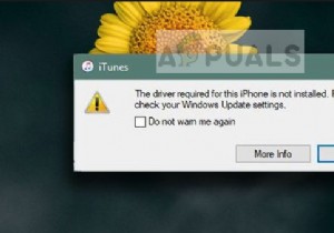 Khắc phục:Trình điều khiển cần thiết cho iPhone này không được cài đặt trên Windows 10 