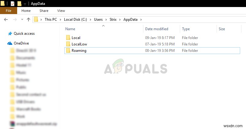 Khắc phục:Không thể tìm thấy Thư mục AppData Windows 10 