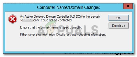Khắc phục:Không thể liên hệ với bộ điều khiển miền Active Directory cho miền 