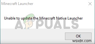 Khắc phục:Không thể cập nhật Trình khởi chạy gốc Minecraft 
