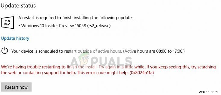 Khắc phục:Lỗi cập nhật Windows 0x8024a11a trên Windows 10 