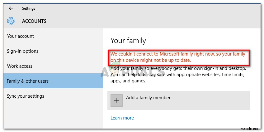 Khắc phục:Chúng tôi không thể kết nối với Microsoft Family ngay bây giờ 